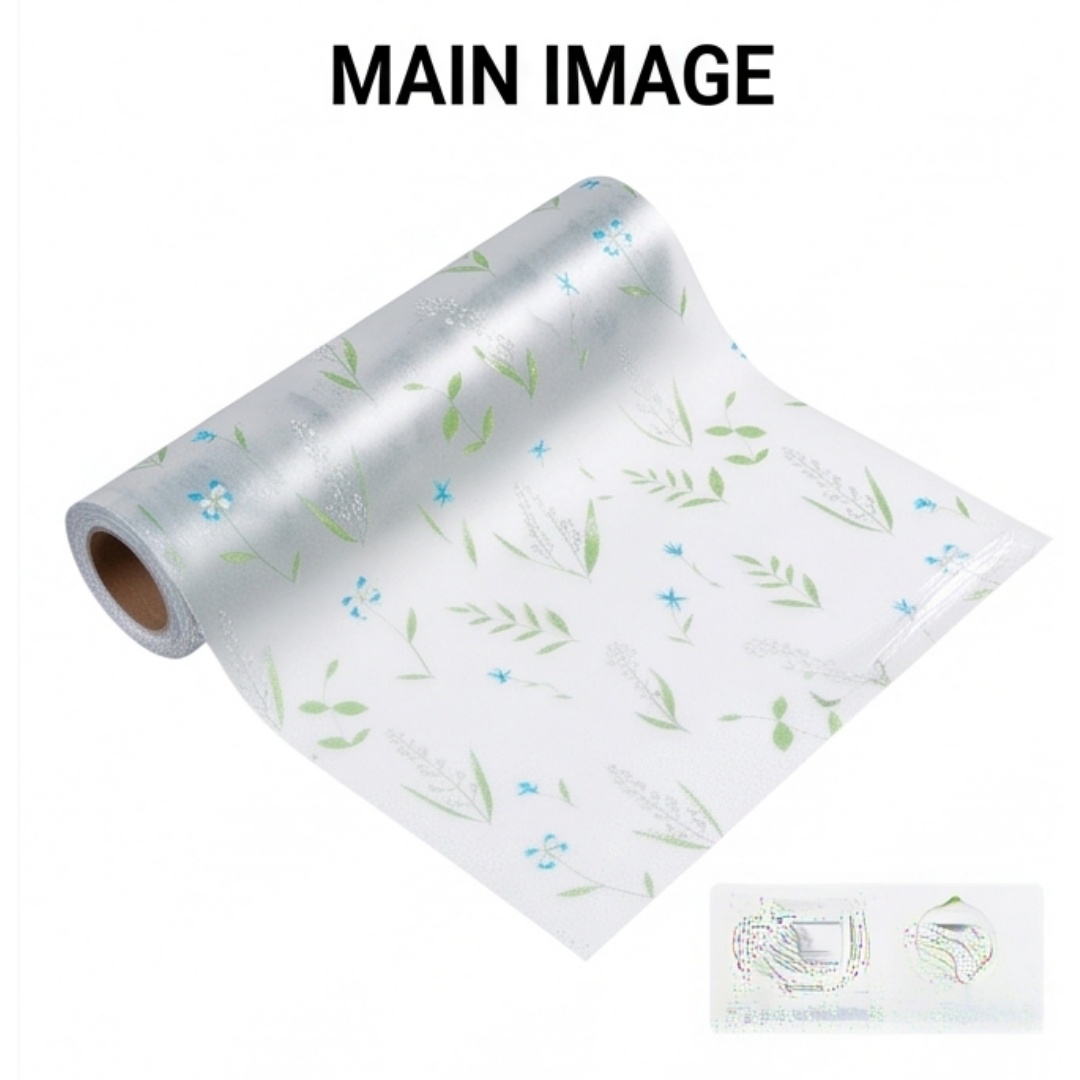 Window Insulation Film - Samoprzylepna niebieska folia okienna z motywem